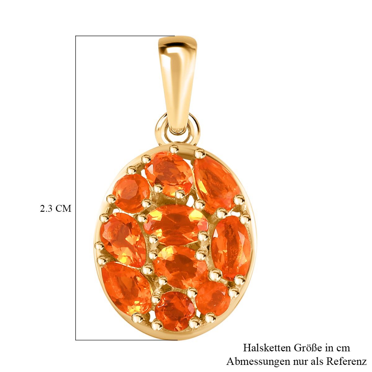 Salamanca Feueropal-Anhänger, 925 Silber Gelbgold Vermeil ca. 1,16 ct