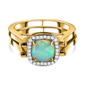 Amerikanischer, natürlicher Sleeping Beauty Türkis, Natürlicher, äthiopischer Welo Opal Ring 925 Silber Gelbgold Vermeil (Größe 17.00) ca. 2,83 ct