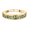 Natürlicher Merelani Mint-Granat und weißer Zirkon-Ring, 925 Silber Gelbgold Vermeil (Größe 17.00) ca. 1.02 ct