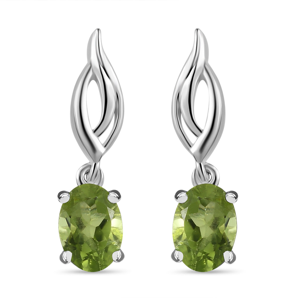 Natürliche Peridot-Ohrringe, 925 Silber ca. 1,75 ct