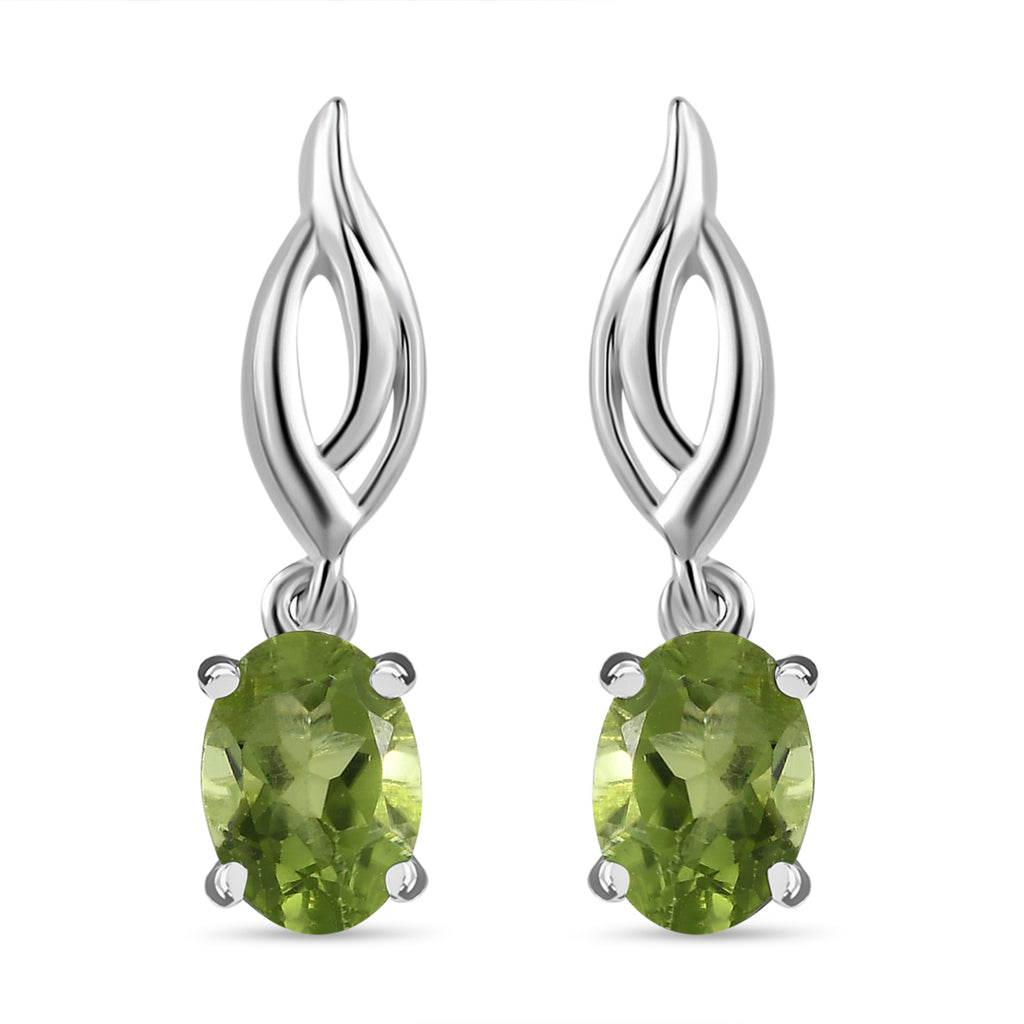 Natürliche Peridot-Ohrringe, 925 Silber ca. 1,75 ct