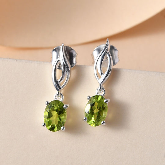 Natürliche Peridot-Ohrringe, 925 Silber ca. 1,75 ct