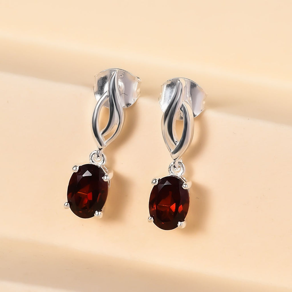Rote Granat Ohrringe, 925 Silber ca. 2,10 ct
