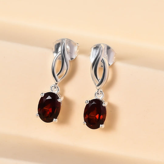 Rote Granat Ohrringe, 925 Silber ca. 2,10 ct