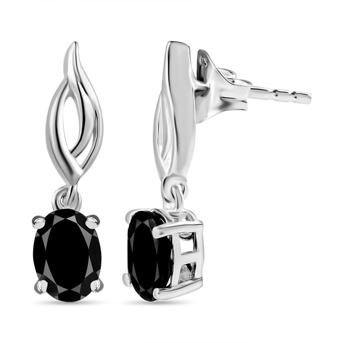 Schwarze Spinell Ohrringe, 925 Silber ca. 1,93 ct