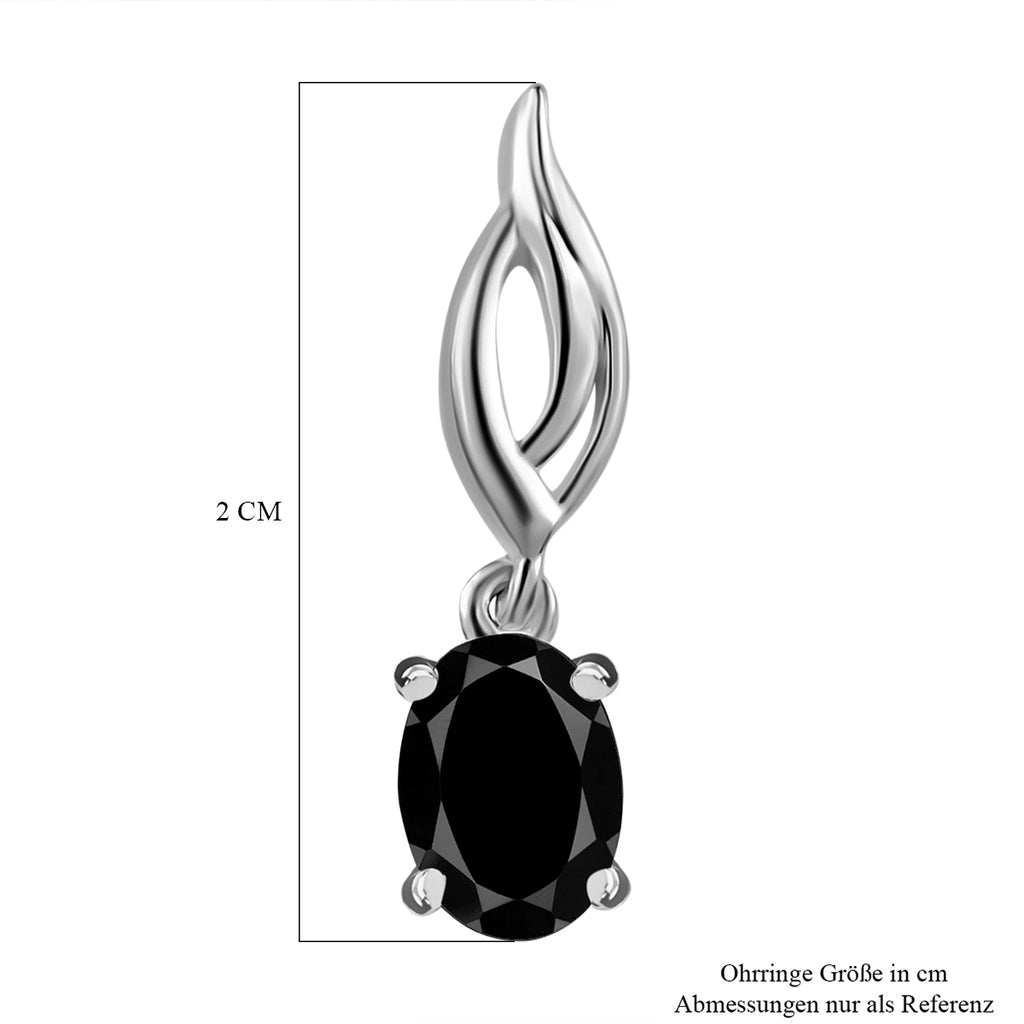 Schwarze Spinell Ohrringe, 925 Silber ca. 1,93 ct