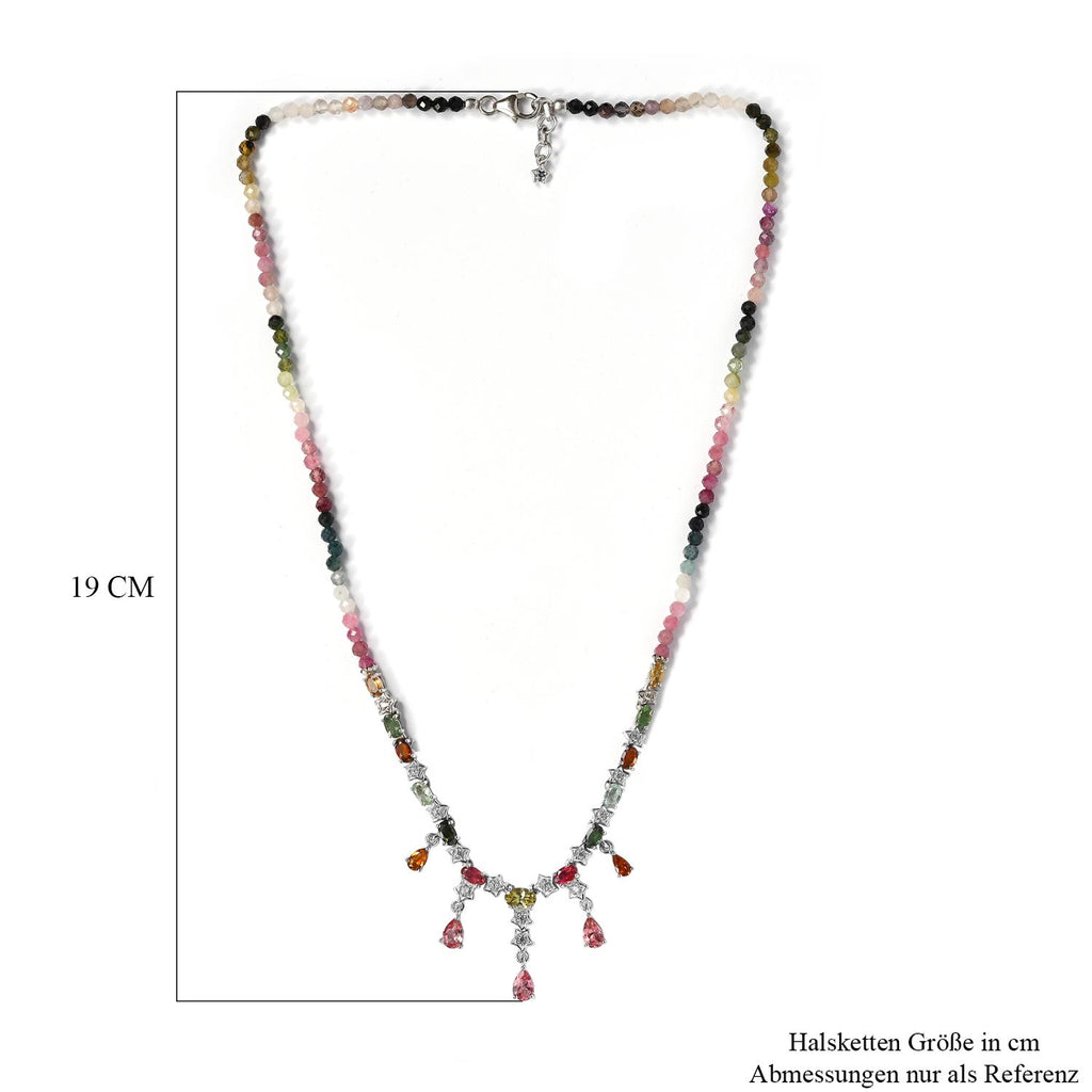 GP Celestial Kollektion - mehrfarbige Turmalin Halskette, ca. 45 cm, 925 Silber platiniert ca. 29.53 ct