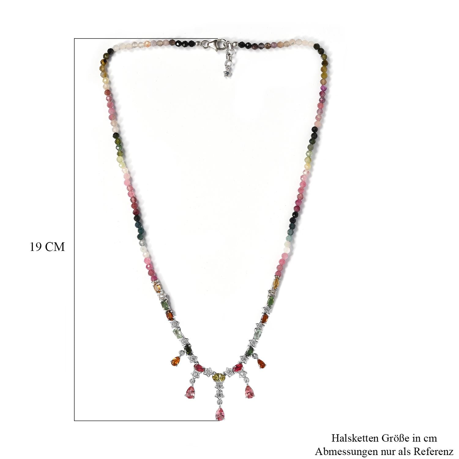 GP Celestial Kollektion - mehrfarbige Turmalin Halskette, ca. 45 cm, 925 Silber platiniert ca. 29.53 ct