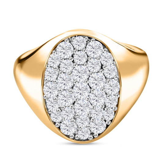 Moissanit Ovaler Cluster Ring, 925 Silber Gelbgold Vermeil (Größe 18.00) ca. 1.16 ct