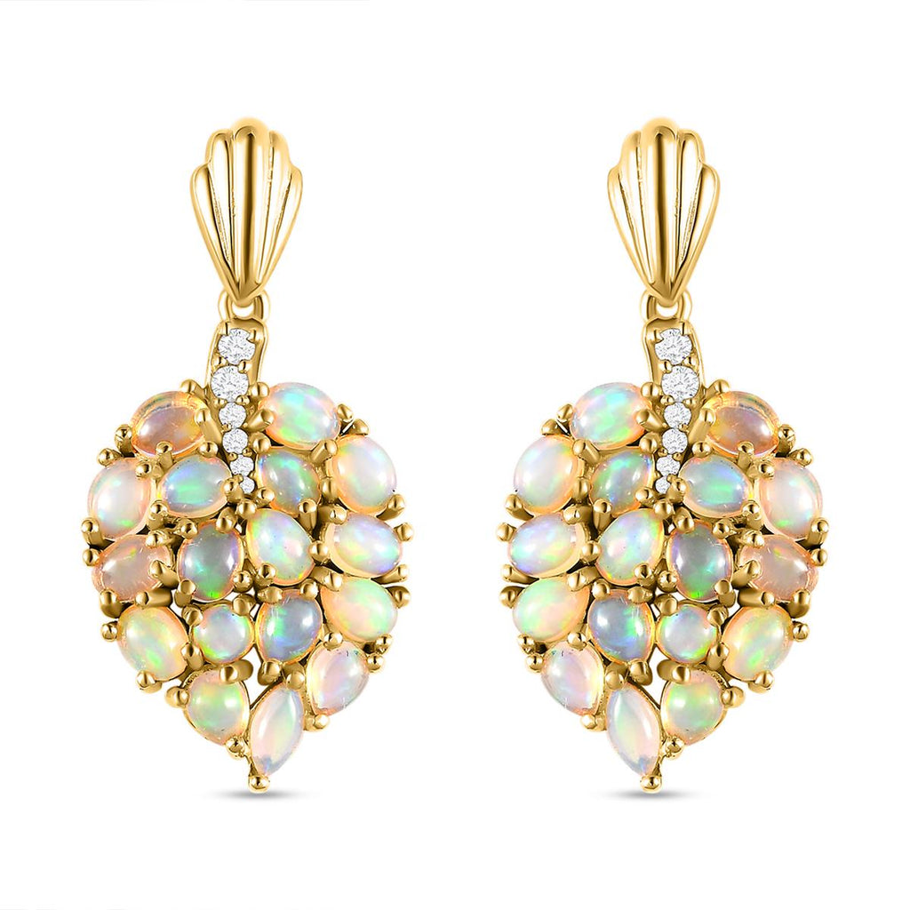 Natürliche, äthiopische Welo Opal Ohrringe, 925 Silber Gelbgold Vermeil ca. 3,90 ct