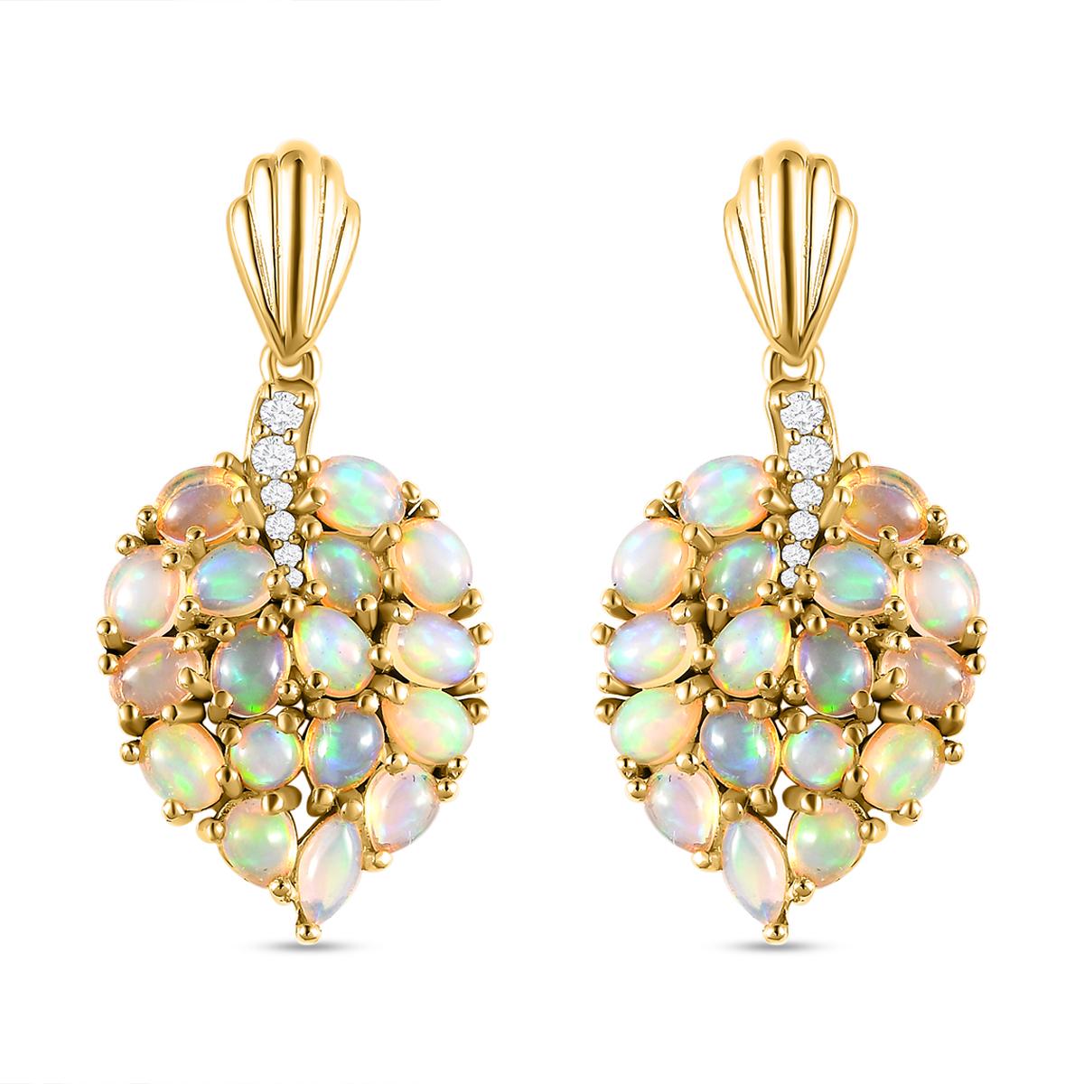 Natürliche, äthiopische Welo Opal Ohrringe, 925 Silber Gelbgold Vermeil ca. 3,90 ct