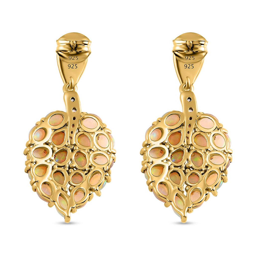 Natürliche, äthiopische Welo Opal Ohrringe, 925 Silber Gelbgold Vermeil ca. 3,90 ct