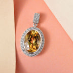 Gelber Labradorit und weißer Zirkon-Anhänger, 925 Silber platiniert ca. 5.78 ct