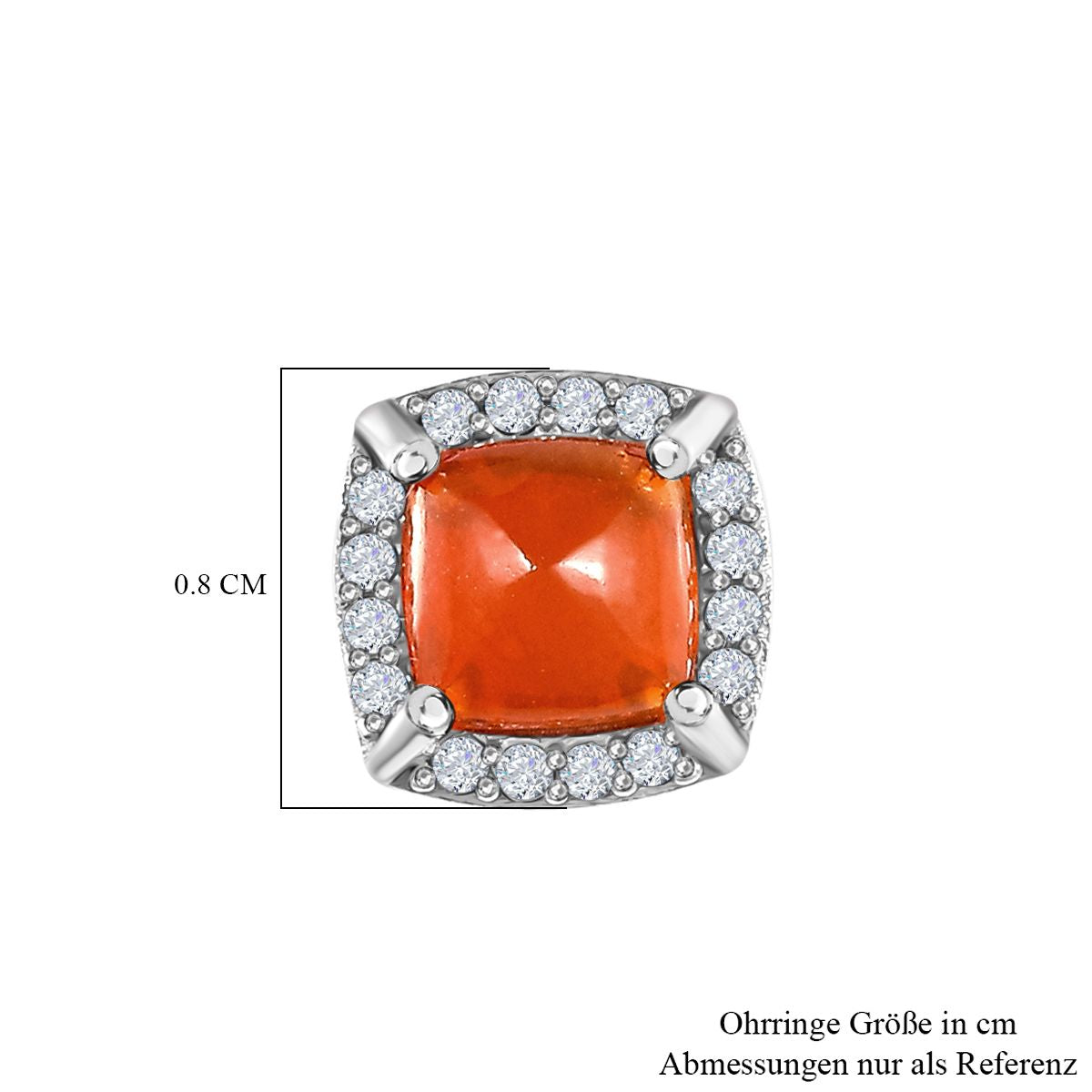 Salamanca Feueropal und weiße Zirkon-Ohrringe, 925 Silber platiniert ca. 1.38 ct