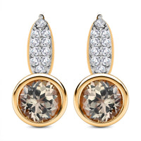 AAA Turkizit und weiße Zirkon-Ohrringe, 925 Silber Gelbgold Vermeil ca. 1.39 ct