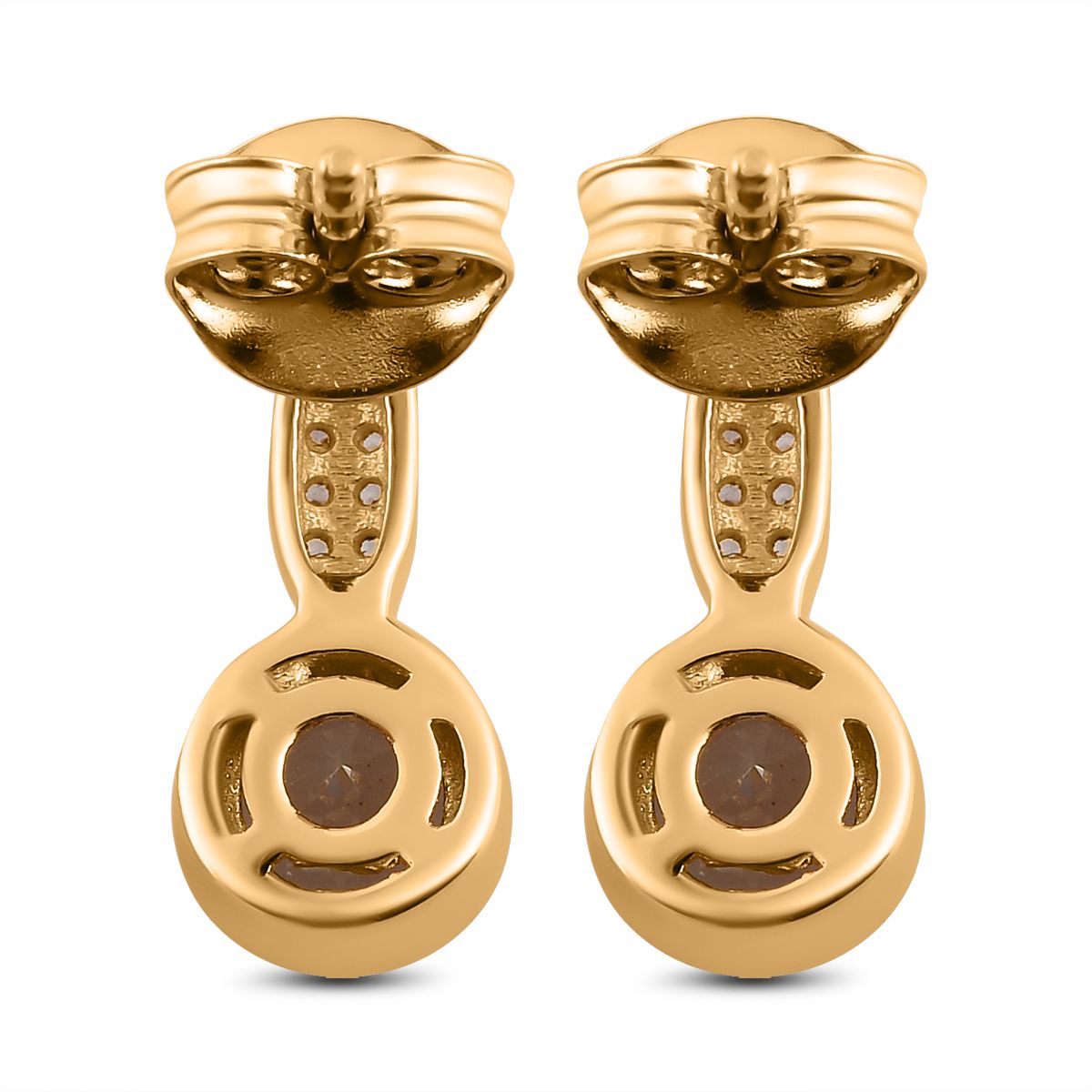 AAA Turkizit und weiße Zirkon-Ohrringe, 925 Silber Gelbgold Vermeil ca. 1.39 ct