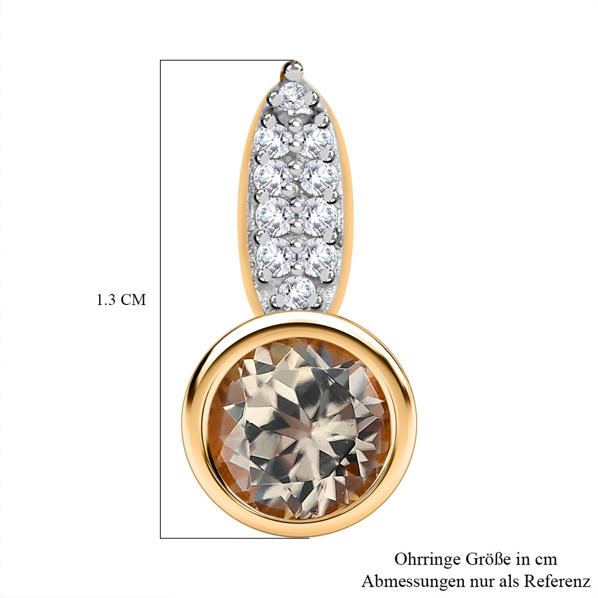 AAA Turkizit und weiße Zirkon-Ohrringe, 925 Silber Gelbgold Vermeil ca. 1.39 ct