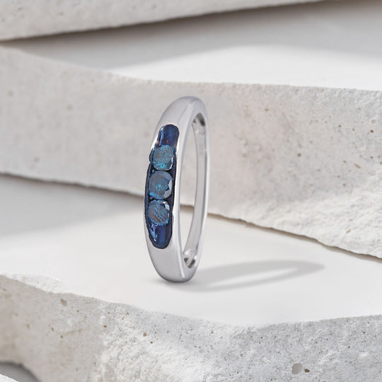 Blauer Diamant Ring, 925 Silber platiniert (Größe 20.00) ca. 0.50 ct