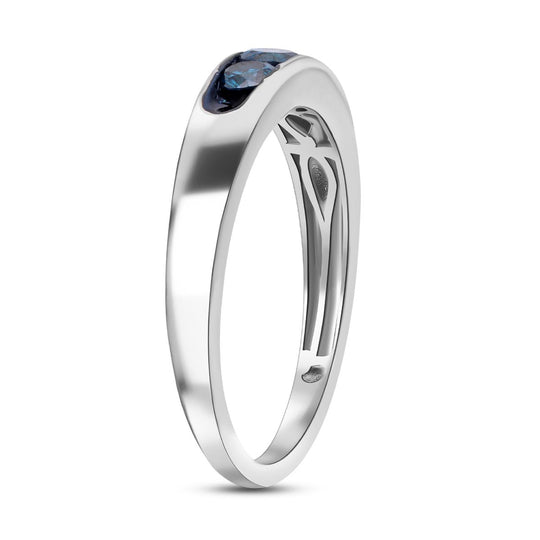 Blauer Diamant Ring, 925 Silber platiniert (Größe 20.00) ca. 0.50 ct