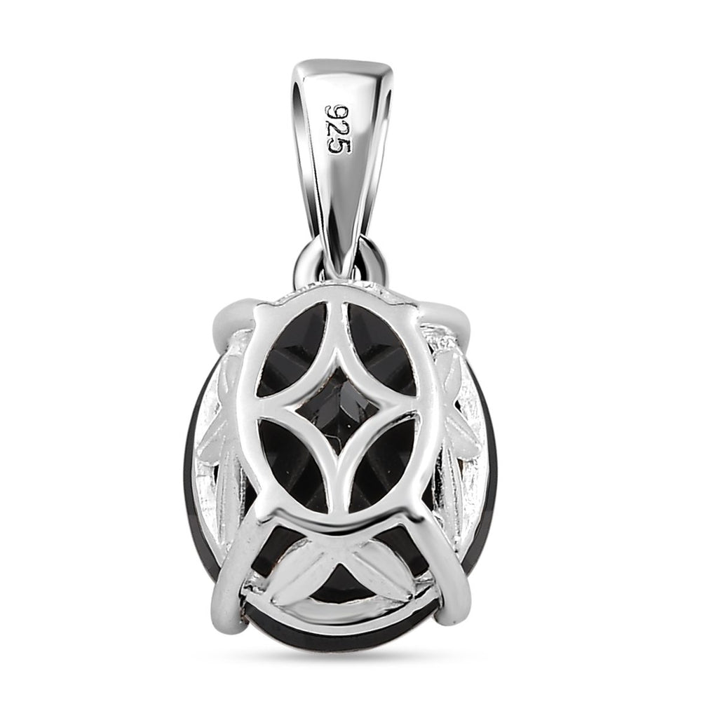 Schwarzer Spinell Anhänger, 925 Silber ca. 6,23 ct