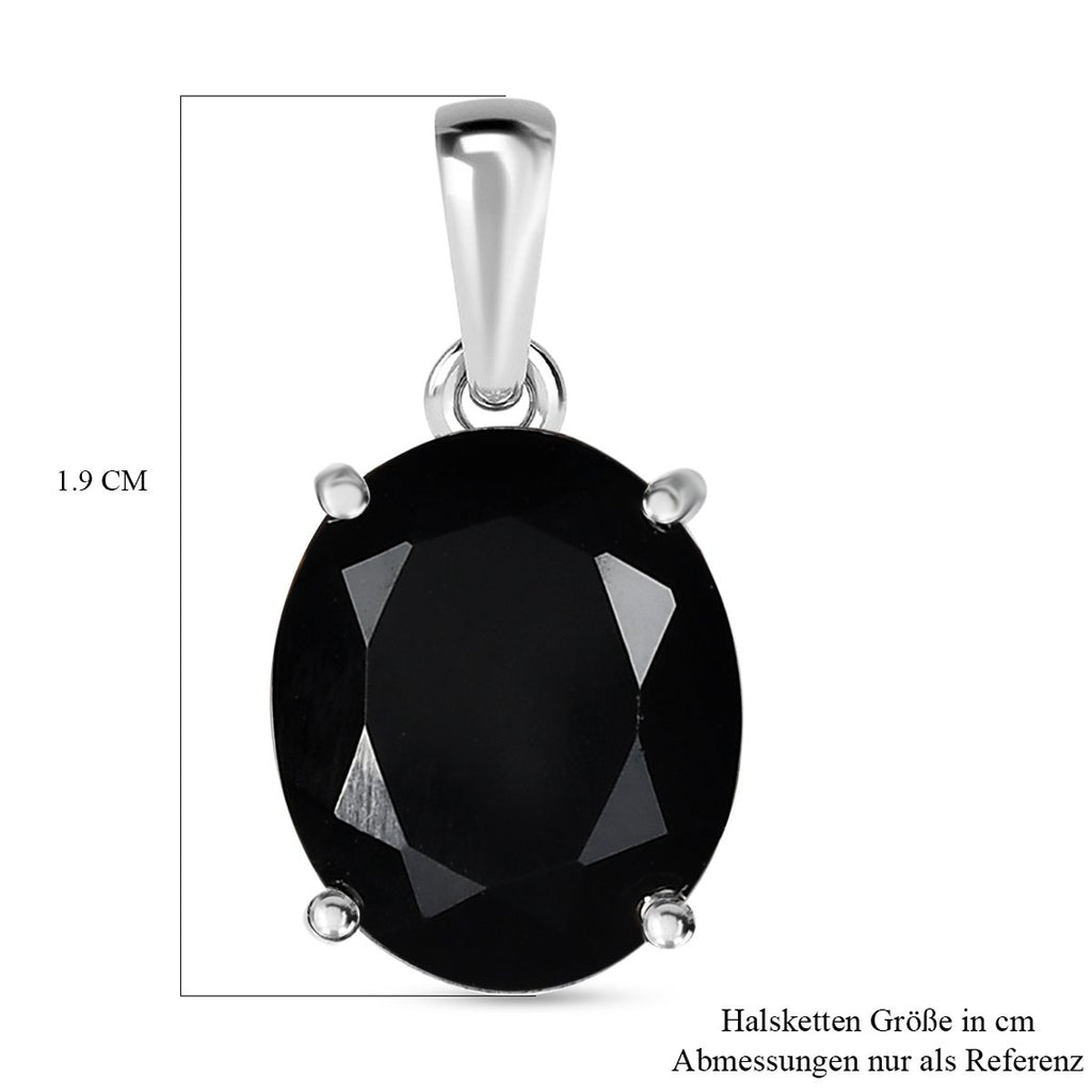 Schwarzer Spinell Anhänger, 925 Silber ca. 6,23 ct