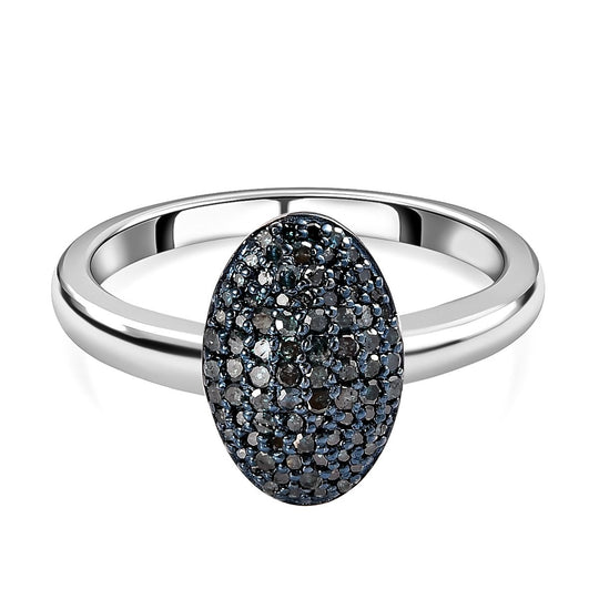 Blauer Diamant Ring, 925 Silber platiniert (Größe 19.00) ca. 0.50 ct