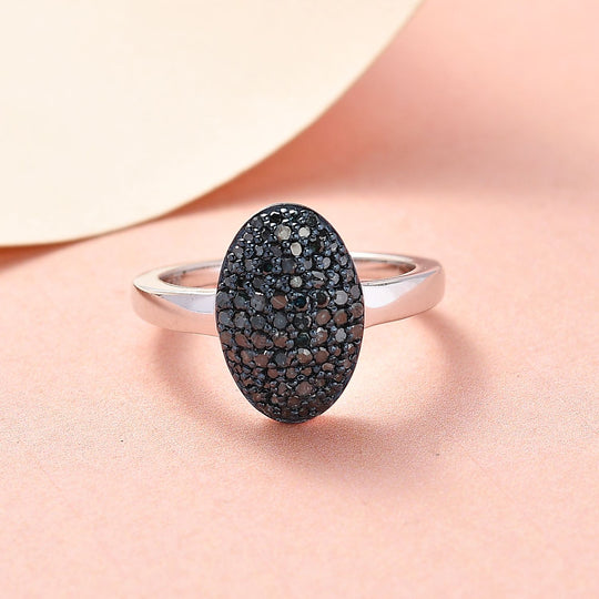 Blauer Diamant Ring, 925 Silber platiniert (Größe 19.00) ca. 0.50 ct