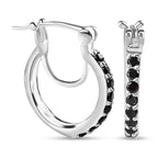 Schwarze Zirkonia Ohrringe, 925 Silber ca. 0,98 ct