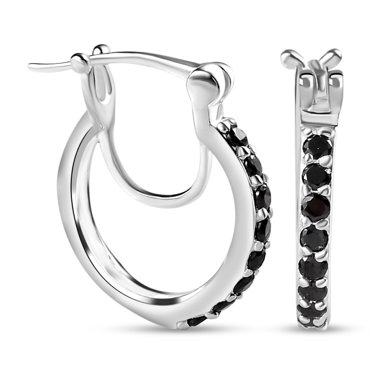 Schwarze Zirkonia Ohrringe, 925 Silber ca. 0,98 ct