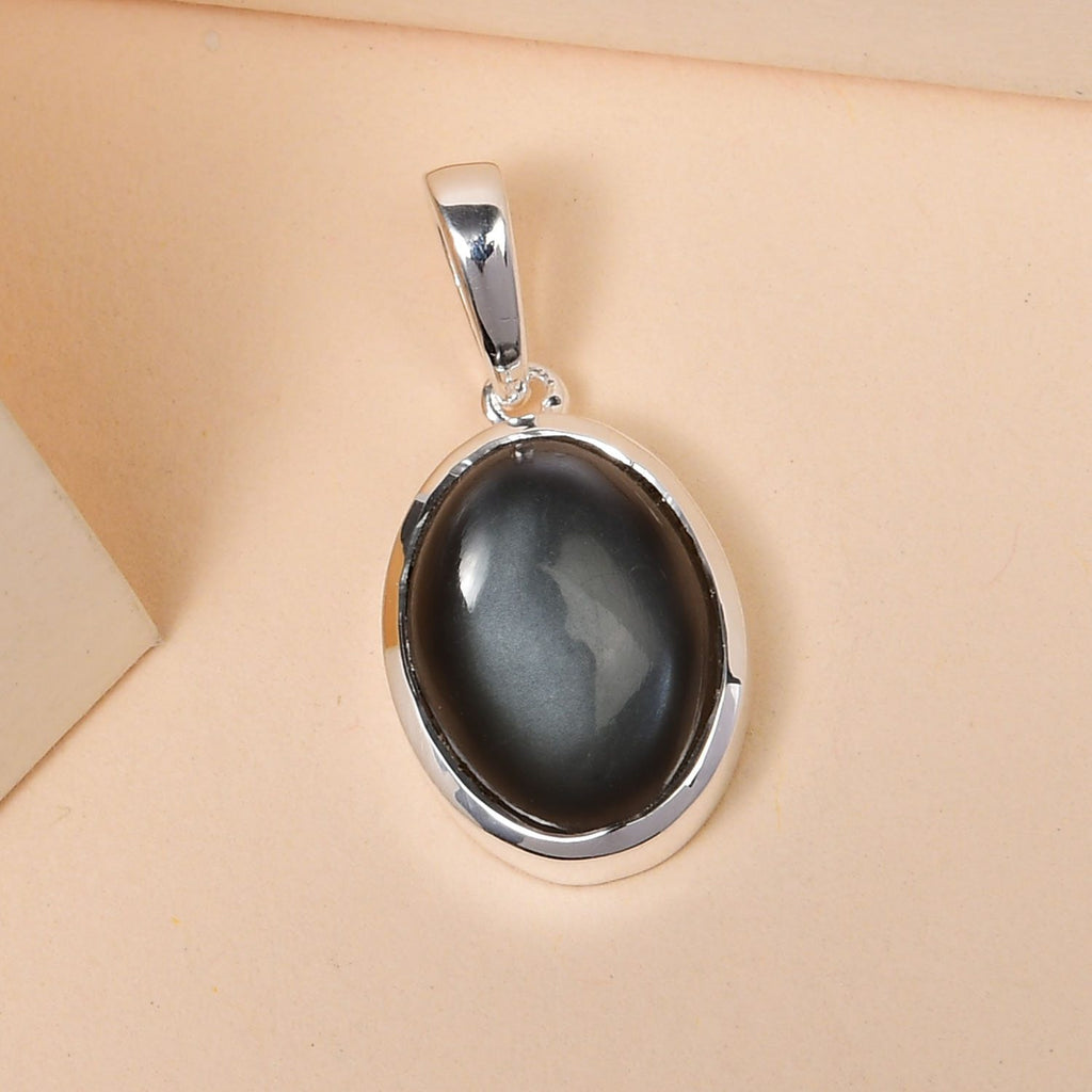 Grauer Mondstein Anhänger, 925 Silber ca. 6.27 ct