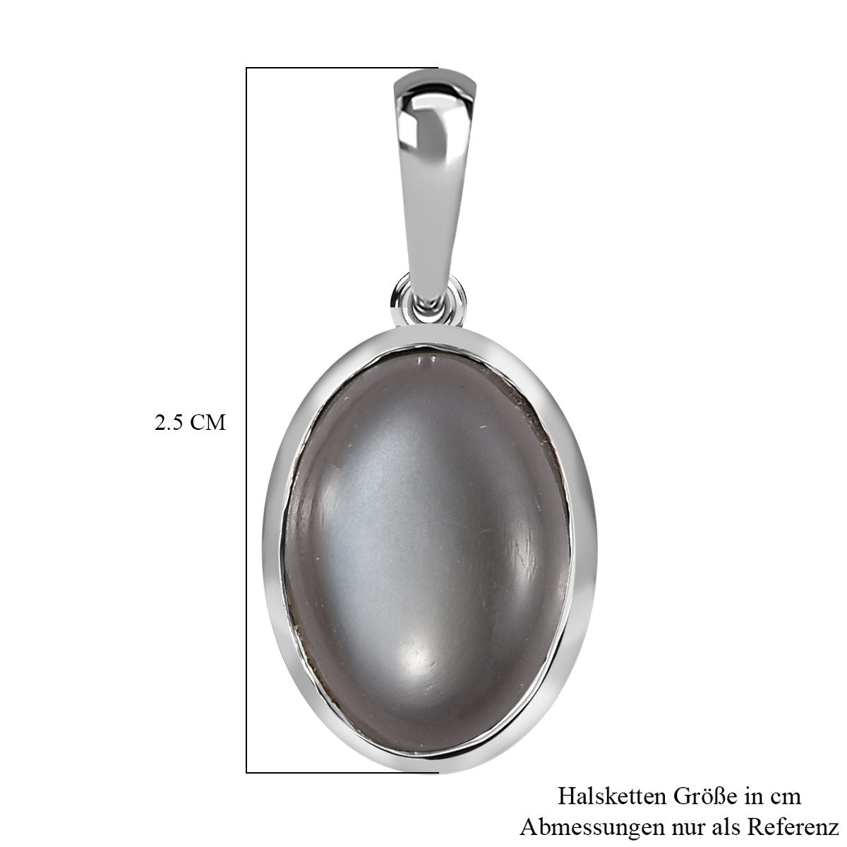 Grauer Mondstein Anhänger, 925 Silber ca. 6.27 ct