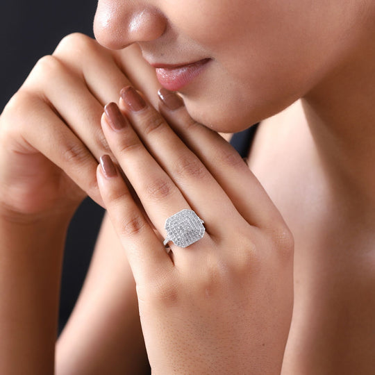 Weißer Diamant Ring, 925 Silber platiniert (Größe 16.00) ca. 1.00 ct