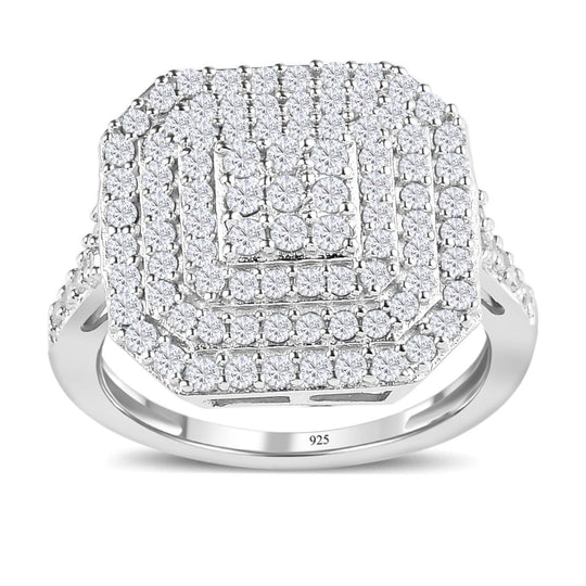 Weißer Diamant Ring, 925 Silber platiniert (Größe 16.00) ca. 1.00 ct