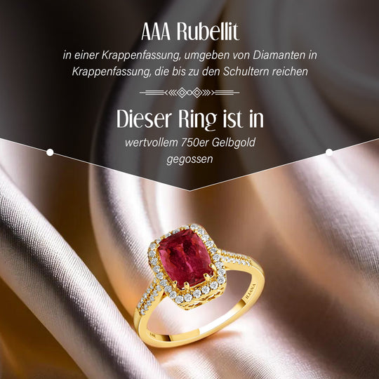 Iliana - AAA Rubellit und weißer Diamant-Ring, 750 Gold (Größe 20.00) ca. 2.30 ct