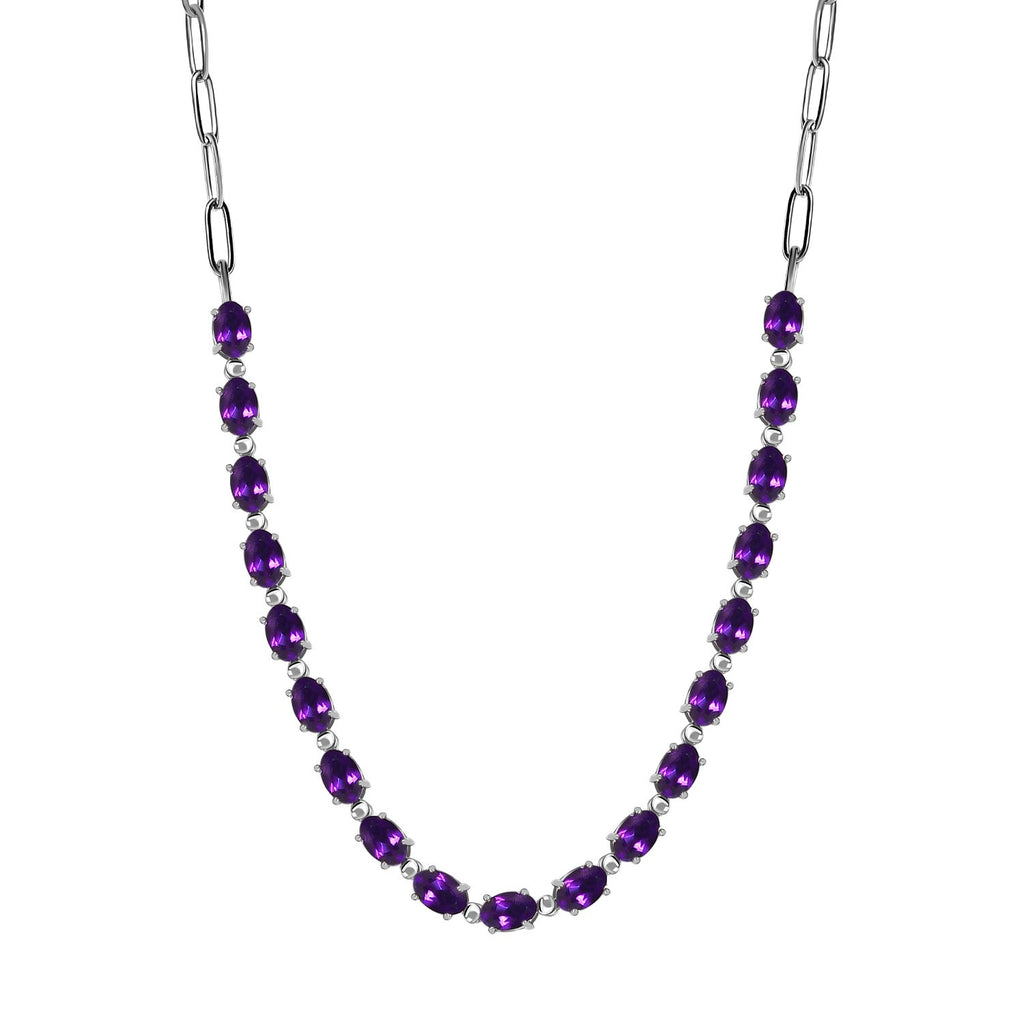 Afrikanische Amethyst Halskette, ca. 45 cm, 316L Edelstahl ca. 8.31 ct