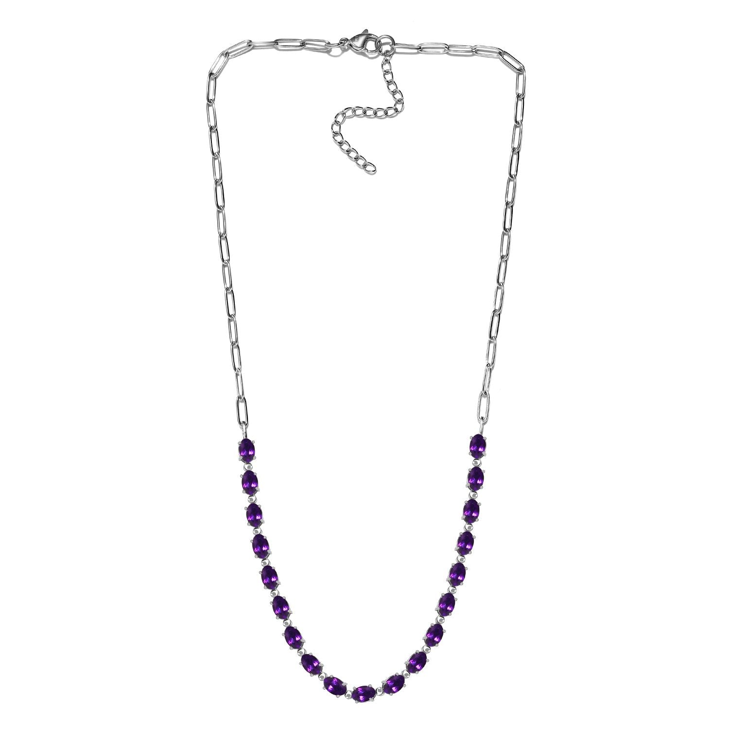 Afrikanische Amethyst Halskette, ca. 45 cm, 316L Edelstahl ca. 8.31 ct