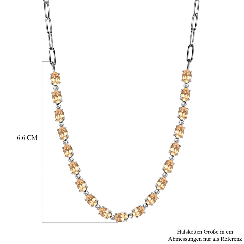 Citrin Halskette, ca. 45 cm, Edelstahl ca. 8.49 ct