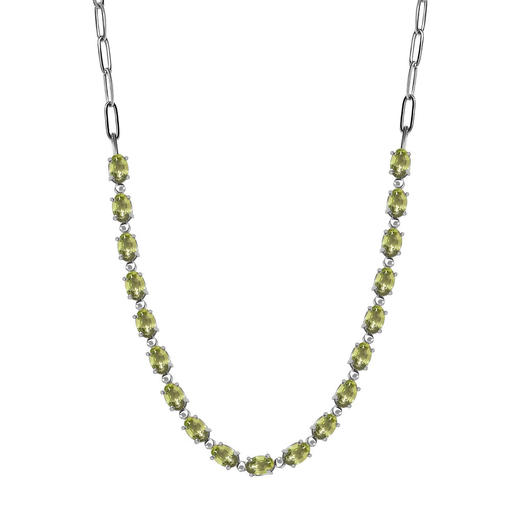 Natürliche Peridot Halskette, ca. 45 cm, Edelstahl, ca. 8.43 ct