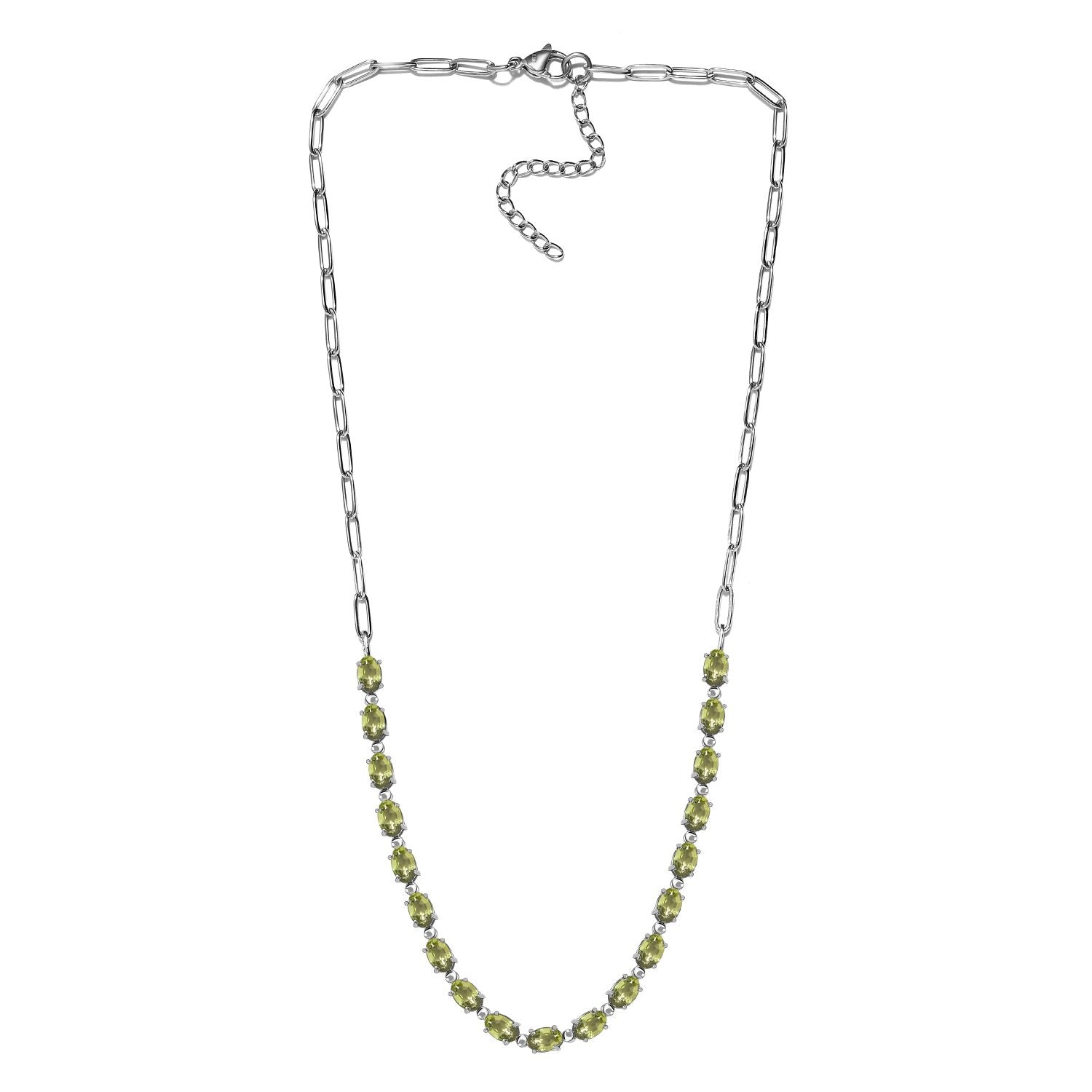 Natürliche Peridot Halskette, ca. 45 cm, Edelstahl, ca. 8.43 ct