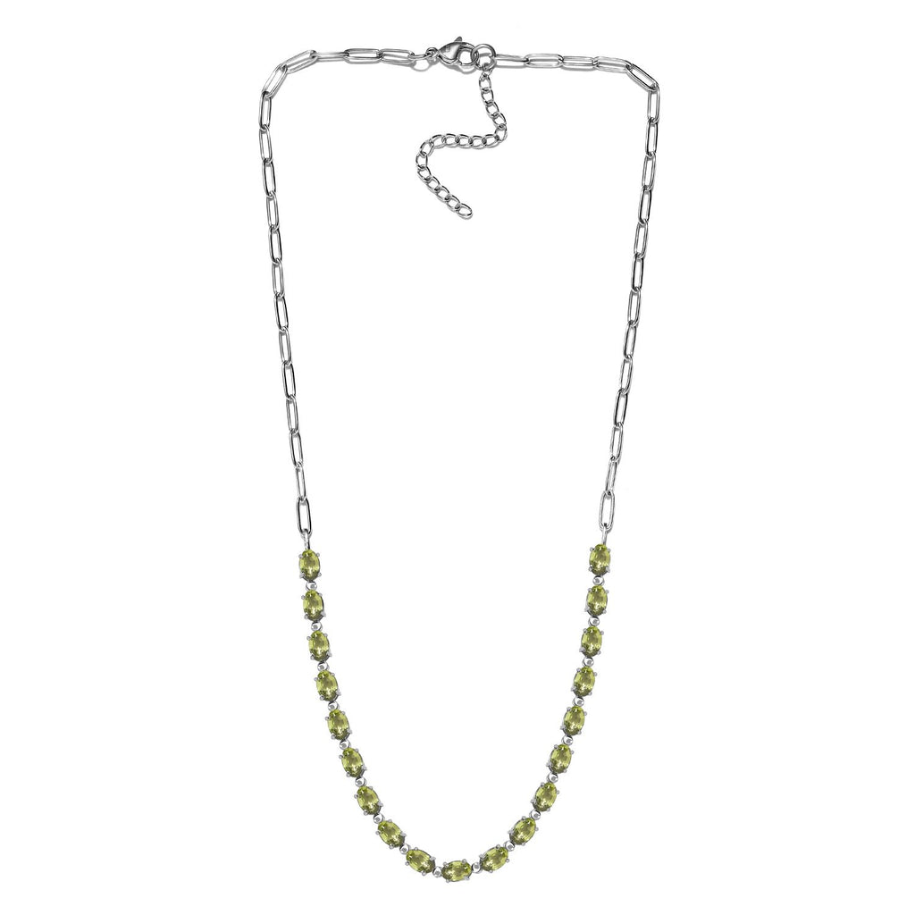 Natürliche Peridot Halskette, ca. 45 cm, Edelstahl, ca. 8.43 ct
