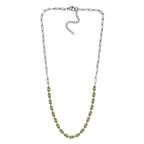 Natürliche Peridot Halskette, ca. 45 cm, Edelstahl, ca. 8.43 ct
