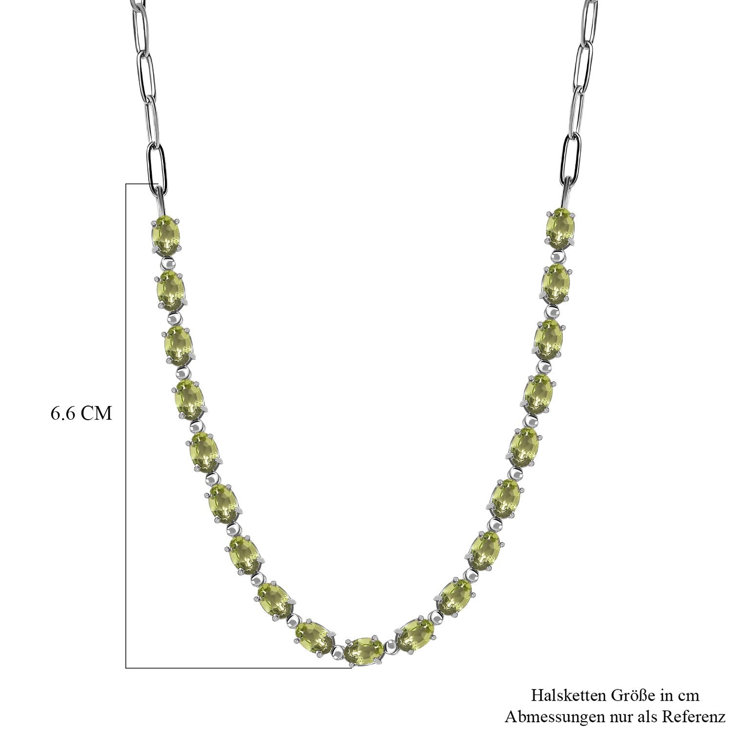 Natürliche Peridot Halskette, ca. 45 cm, Edelstahl, ca. 8.43 ct