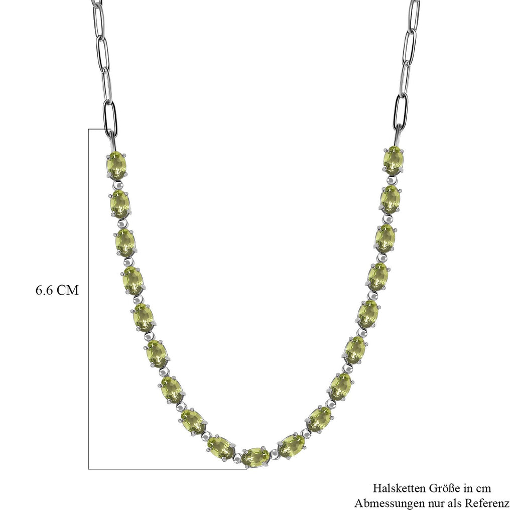 Natürliche Peridot Halskette, ca. 45 cm, Edelstahl, ca. 8.43 ct