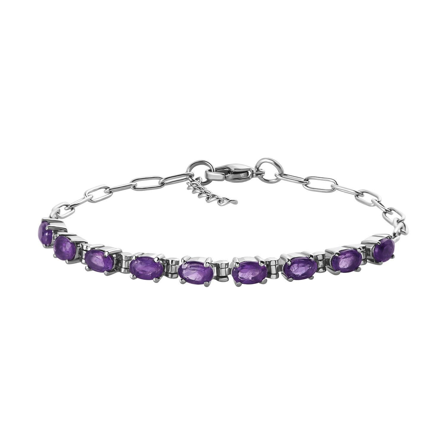 Afrikanisches Amethyst Armband, ca. 19 cm, Edelstahl ca. 3.46 ct