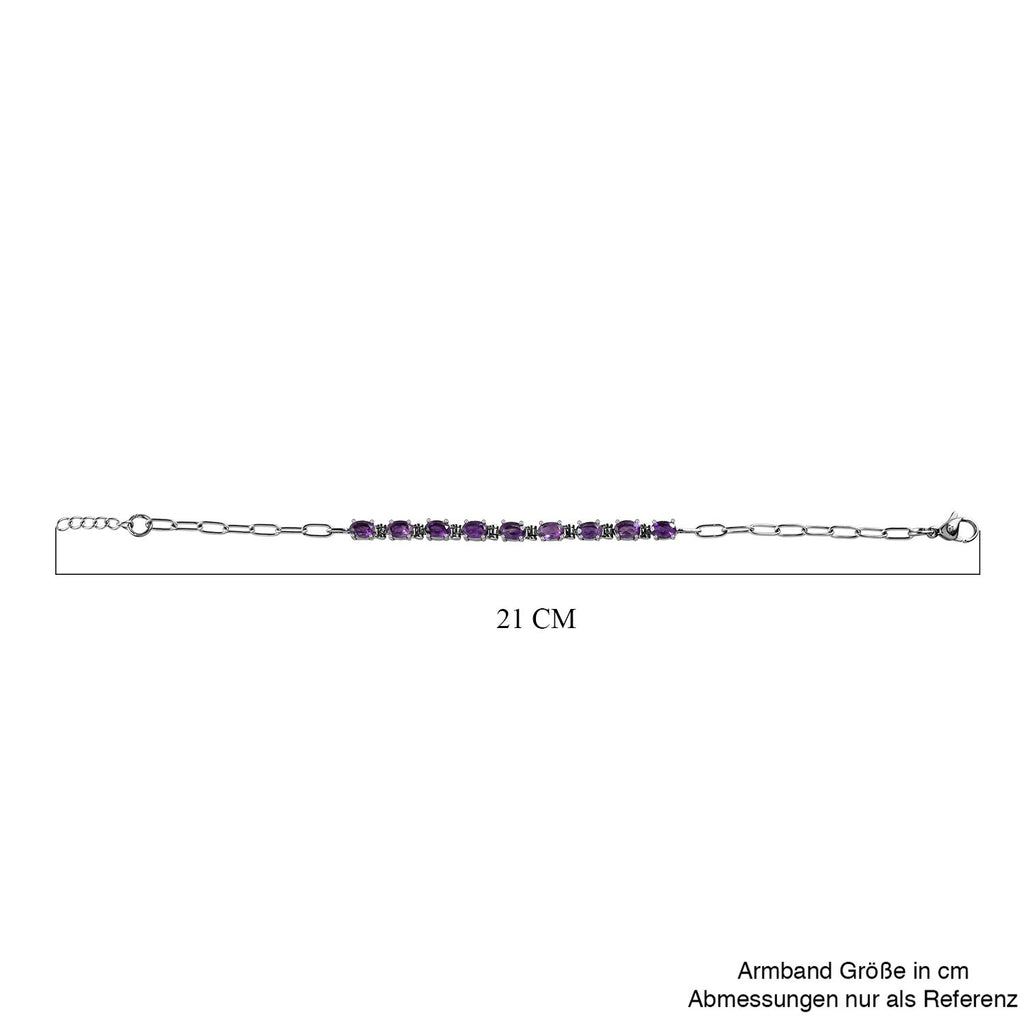 Afrikanisches Amethyst Armband, ca. 19 cm, Edelstahl ca. 3.46 ct