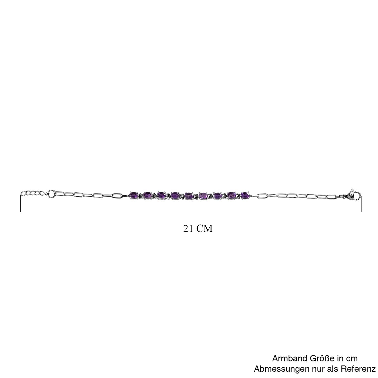 Afrikanisches Amethyst Armband, ca. 19 cm, Edelstahl ca. 3.46 ct