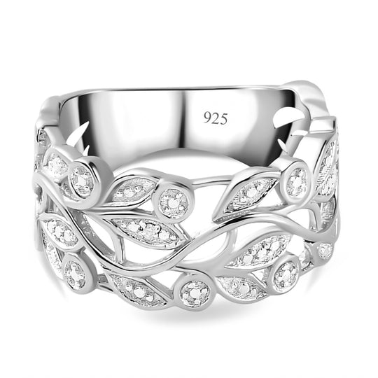 Weißer Diamant-Ring, 925 Silber platiniert, (Größe 17.00)