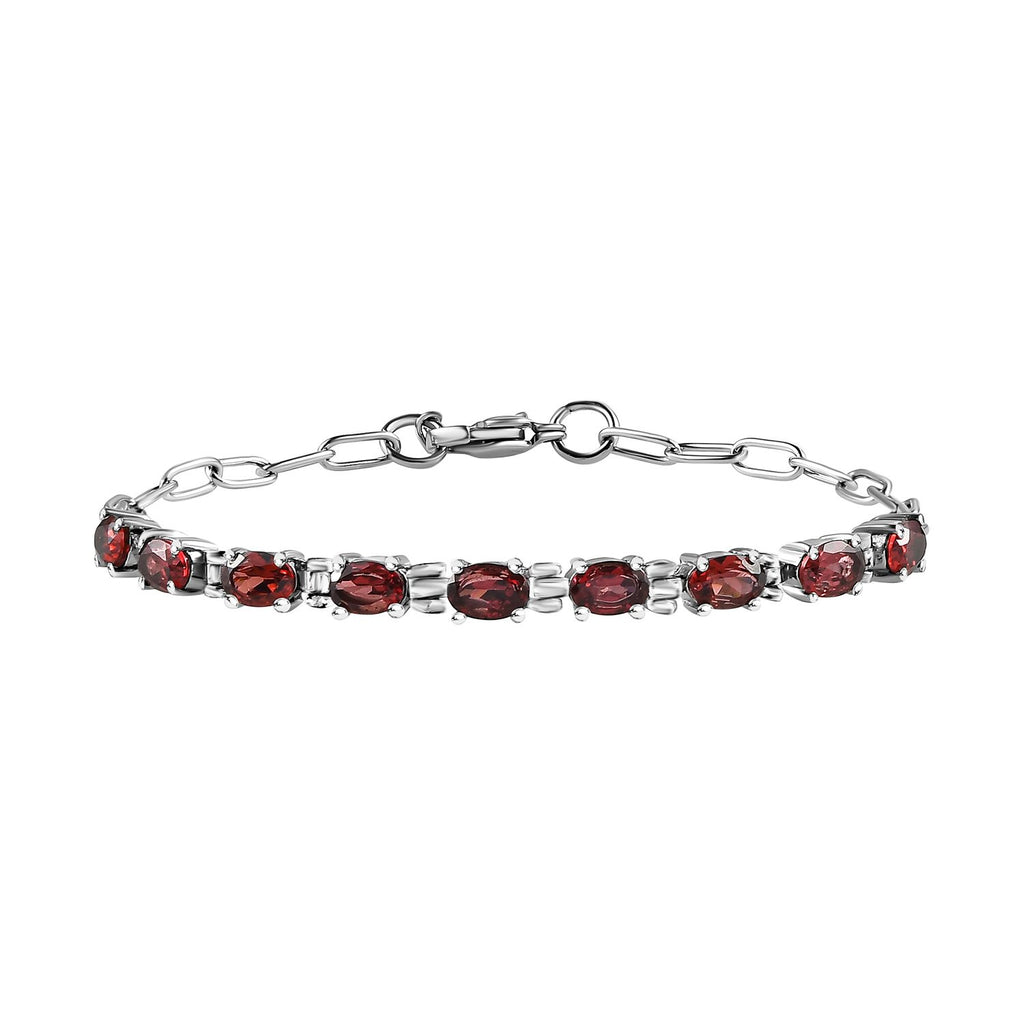 Rotes Granat Armband, ca. 19 cm, Edelstahl ca. 5.03 ct