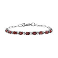 Rotes Granat Armband, ca. 19 cm, Edelstahl ca. 5.03 ct