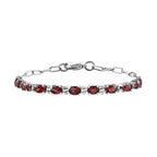 Rotes Granat Armband, ca. 19 cm, Edelstahl ca. 5.03 ct